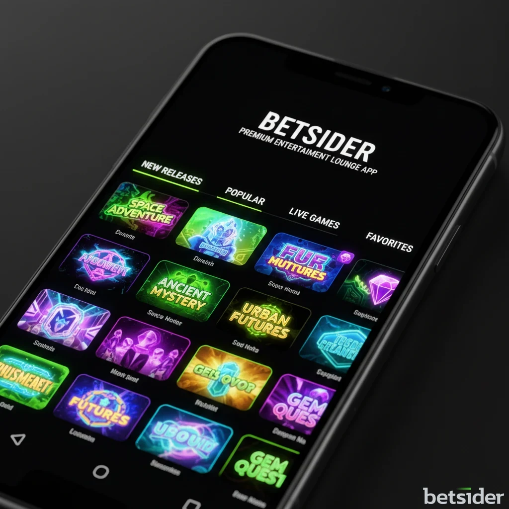 Mobile interface displaying video slot categories and game tiles on Betsider.