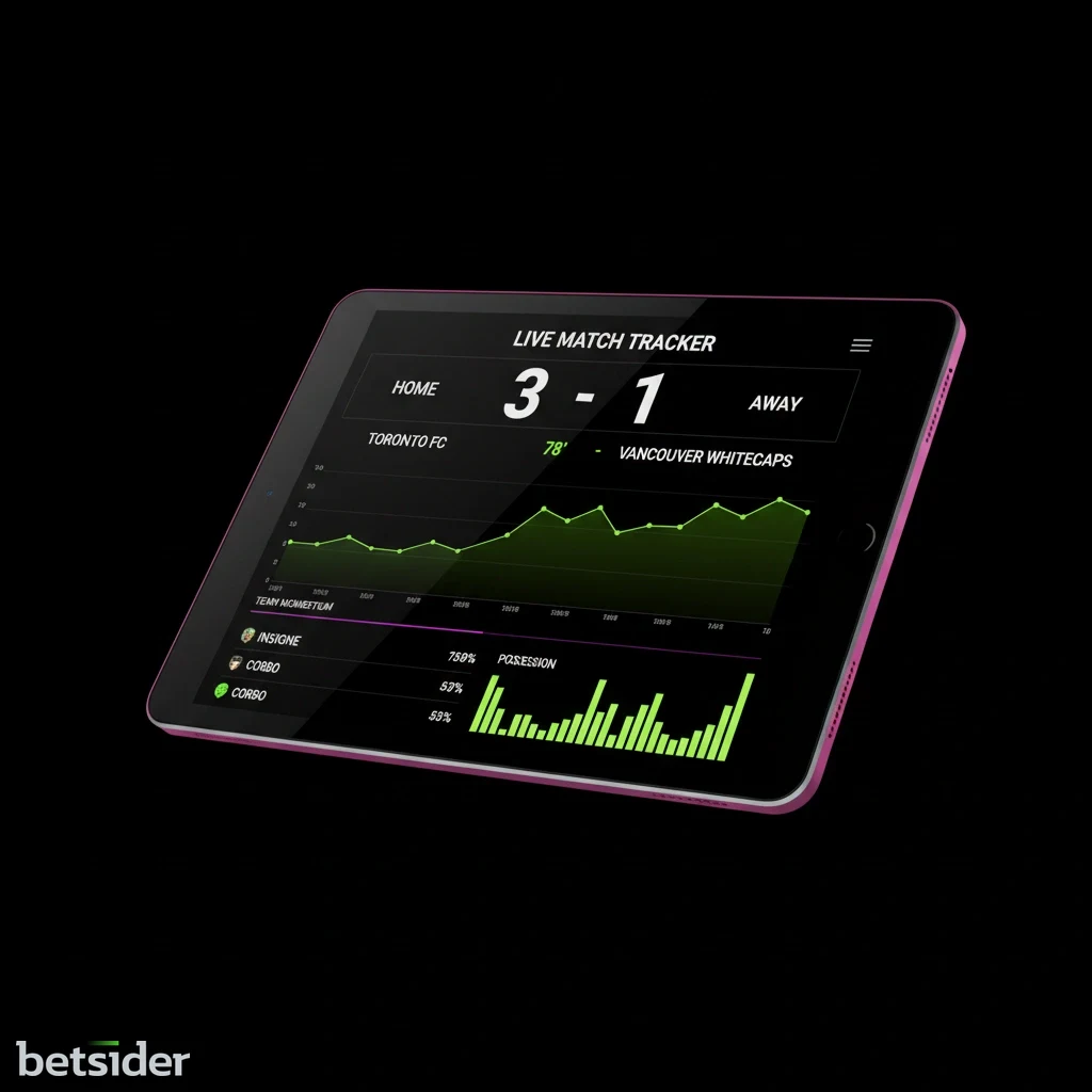 Betsider in-play interface displaying real-time sports fixtures and updated match odds.