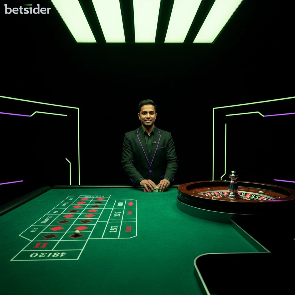 European roulette wheel spinning in a live broadcast studio.