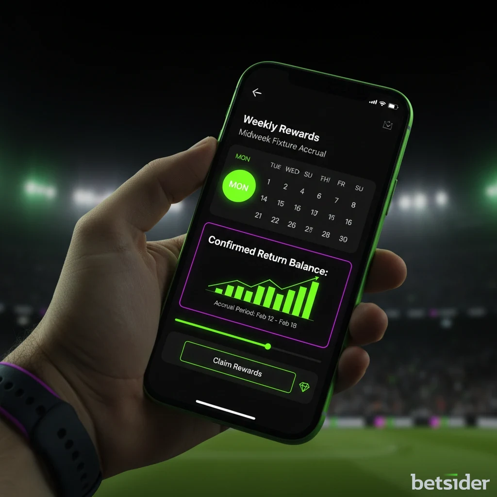 Football matchday timetable outlining Tuesday and Wednesday Champions League games alongside loyalty point accumulation counters.
