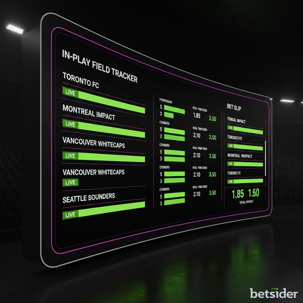 In-play soccer match tracking interface with dynamic price changes