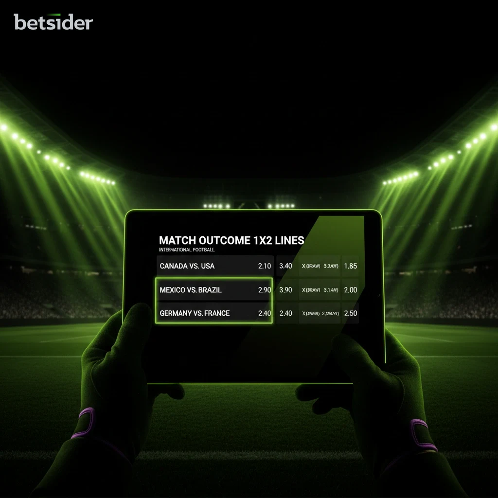Digital board showing three-way match winner odds for top European football fixtures.
