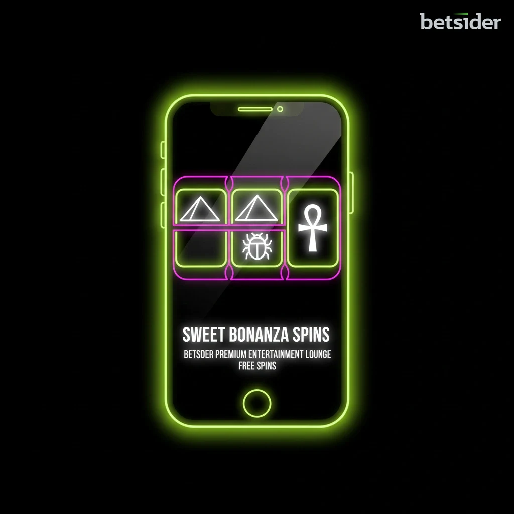 Sweet Bonanza fruit and candy slot display on a digital tablet.