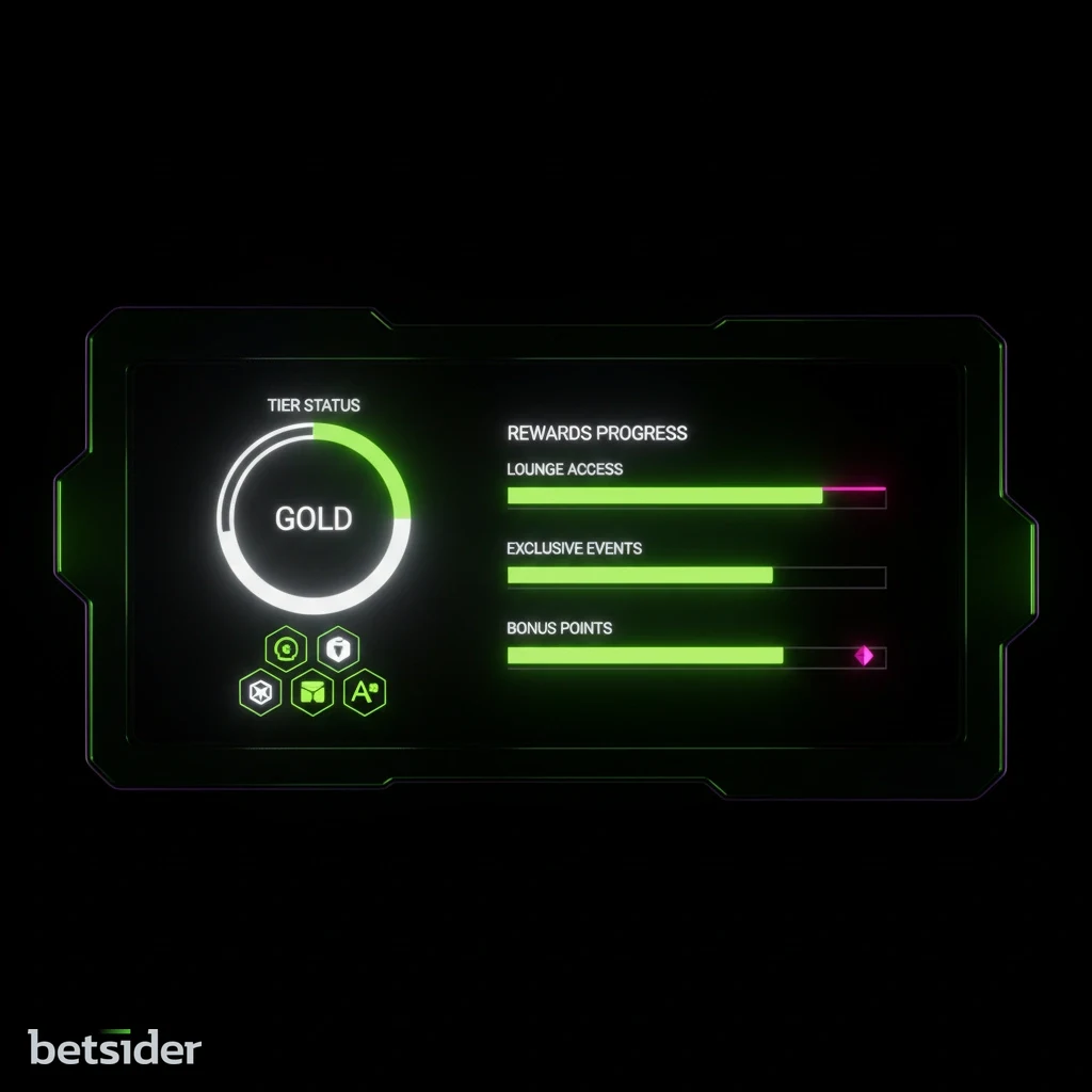 Betsider account dashboard showing VIP level progression and active milestones.