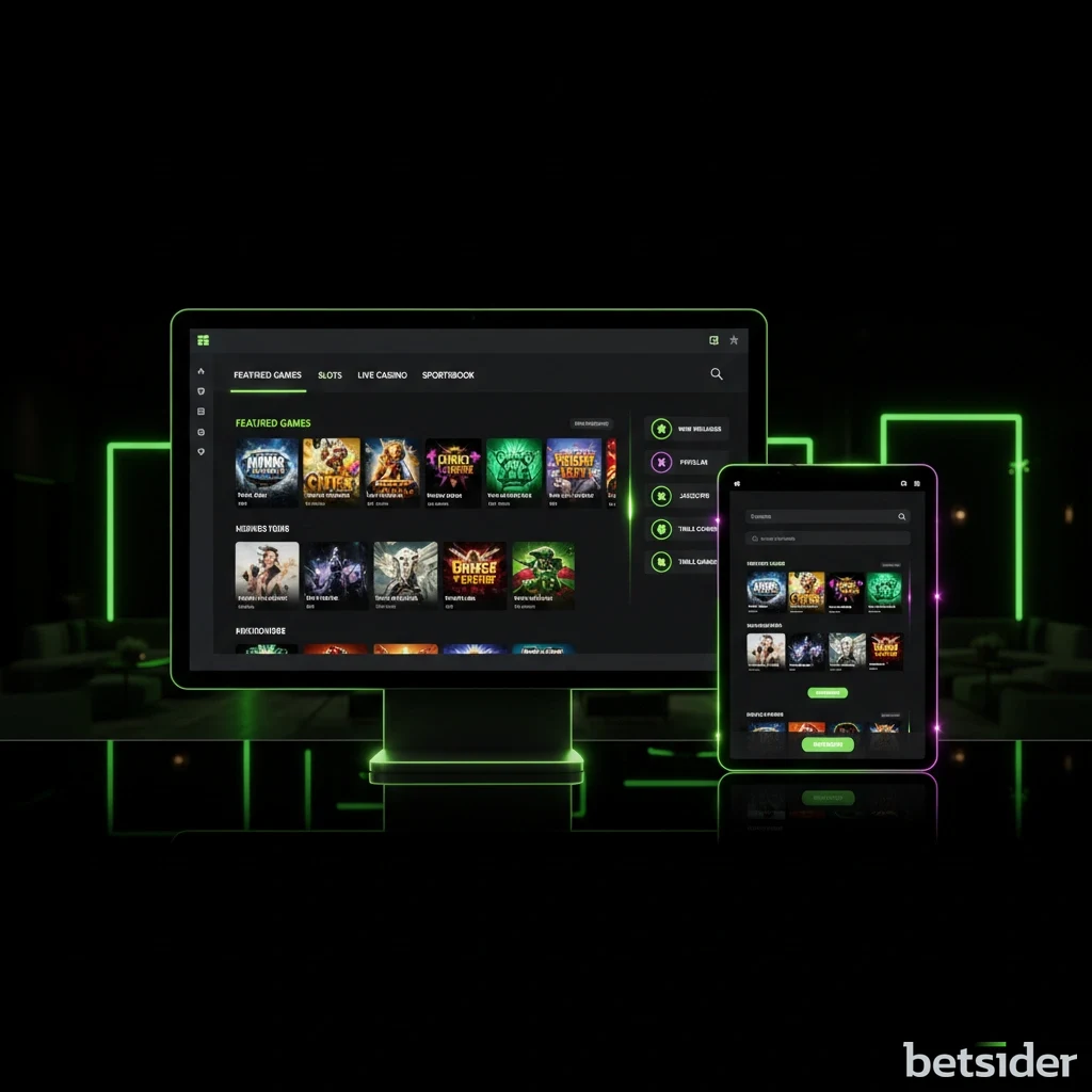 Betsider online gaming interface displaying category filters and search tools