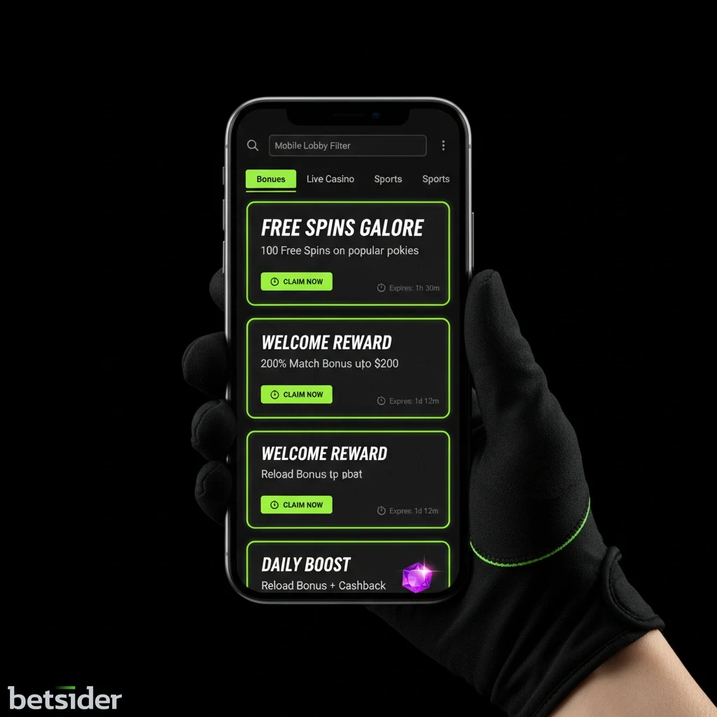 Smartphone view of the slot catalog filtered by volatility and provider.