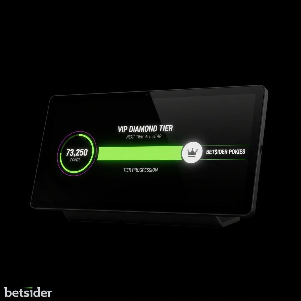 Betsider account dashboard displaying loyalty points and tier progress bar.