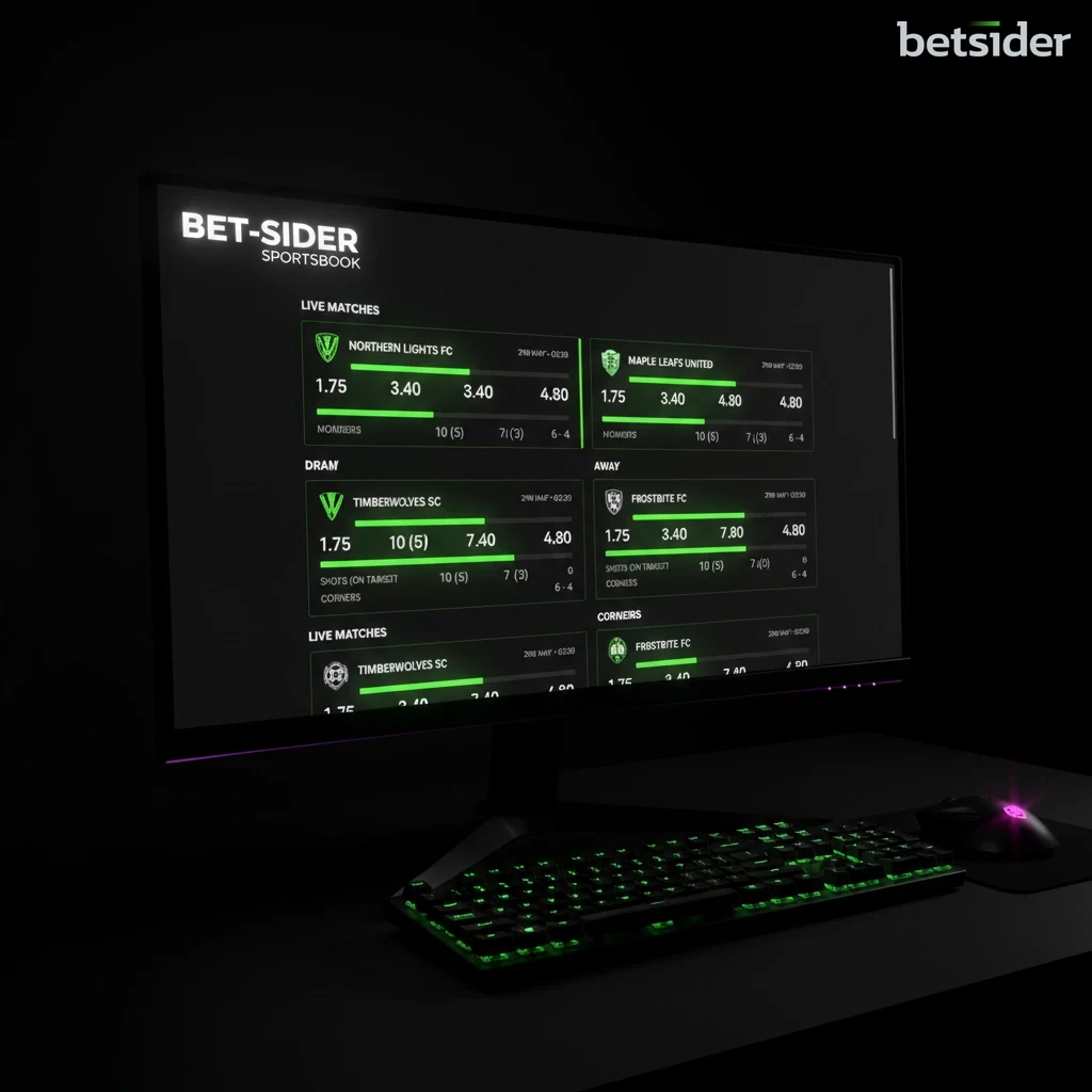Betsider sportsbook interface showing live football events and current decimal odds.